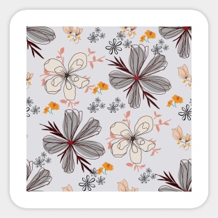 Gray Floral Pattern Sticker